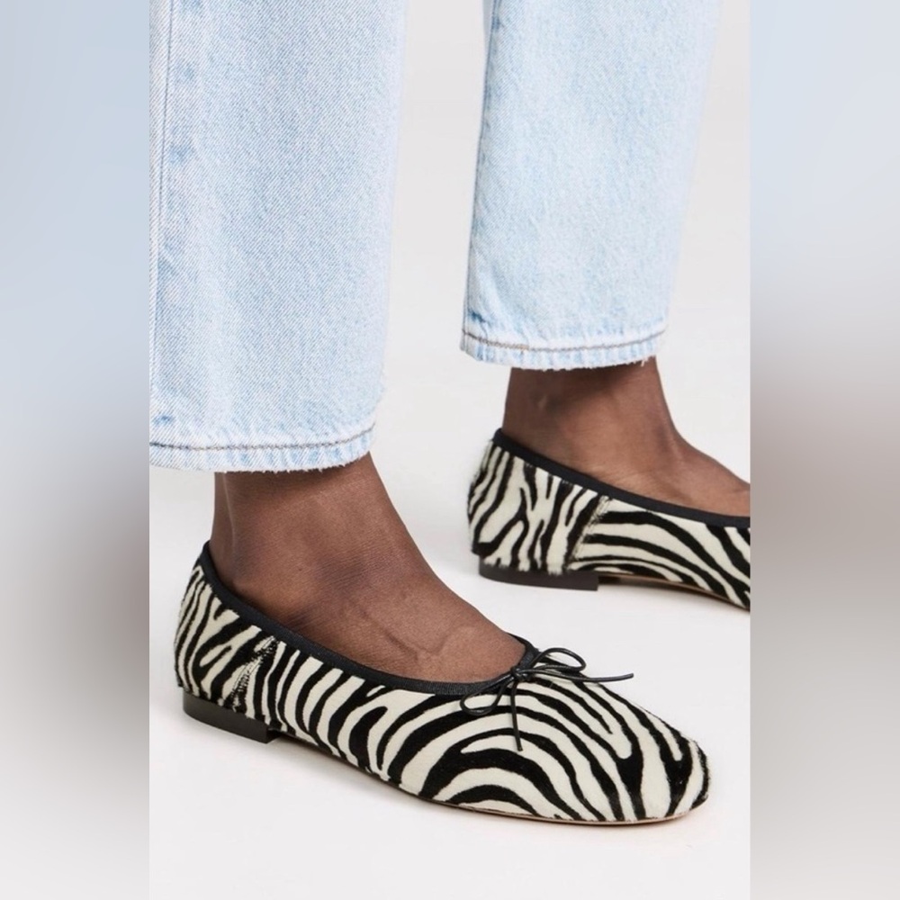 Mansur Gavriel Dream Zebra Print Ballerina Flats